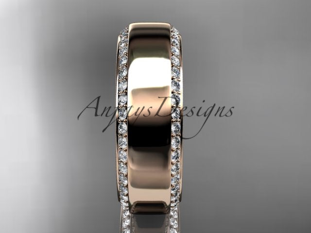 Diamond detailing on the wide white gold engagement ring