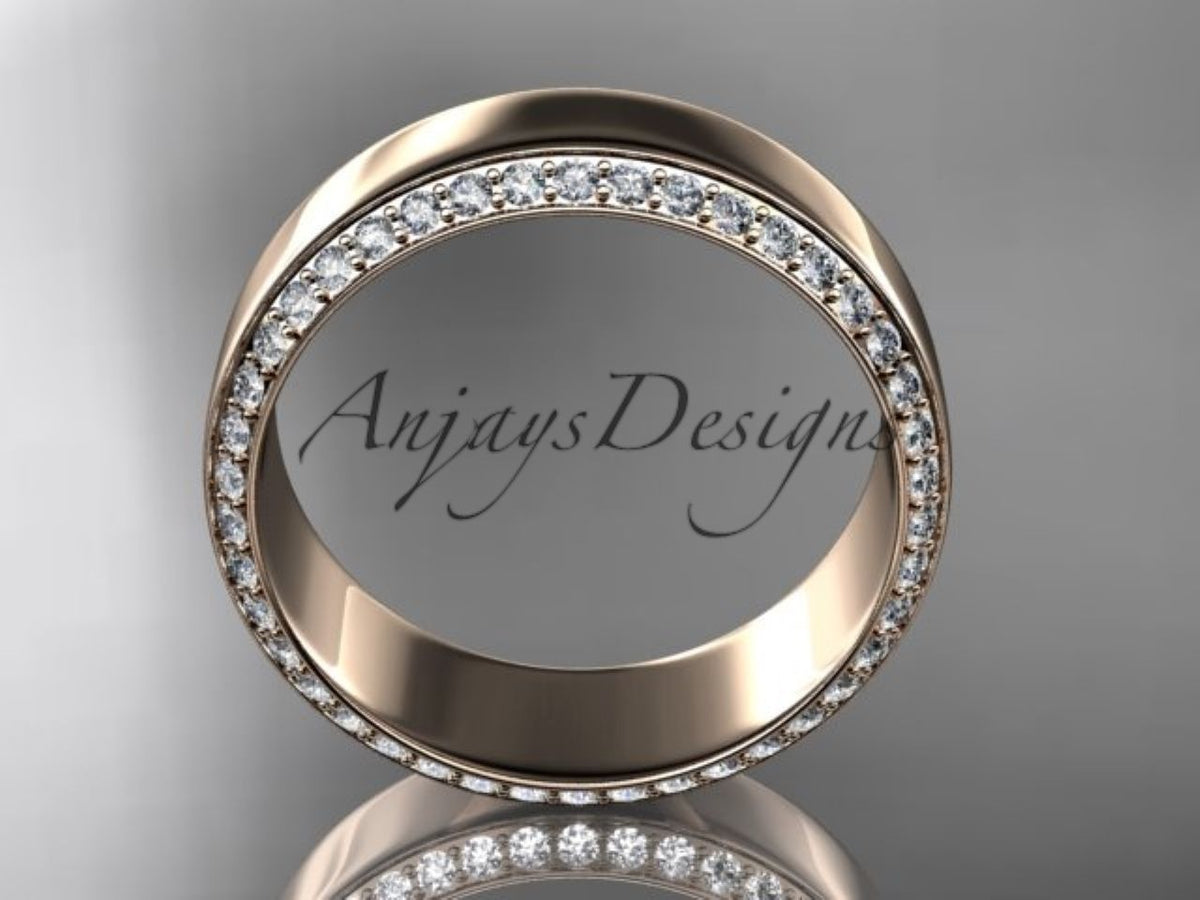 Smooth polished surface of the classic white gold wedding band