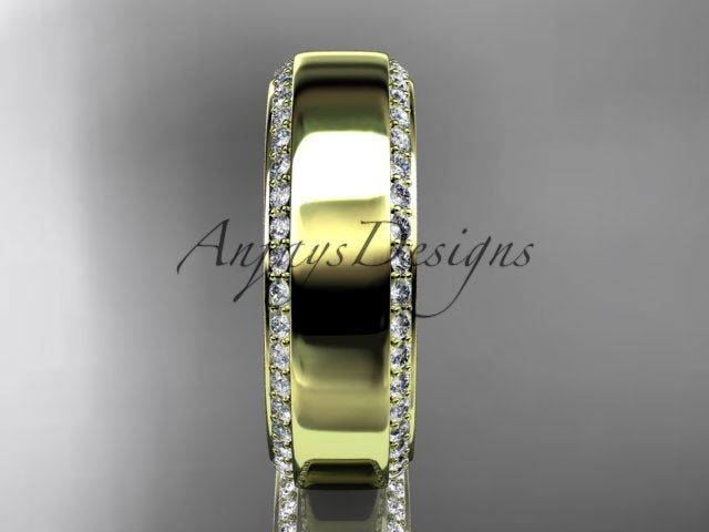 Angled view of the polished white gold wedding ring