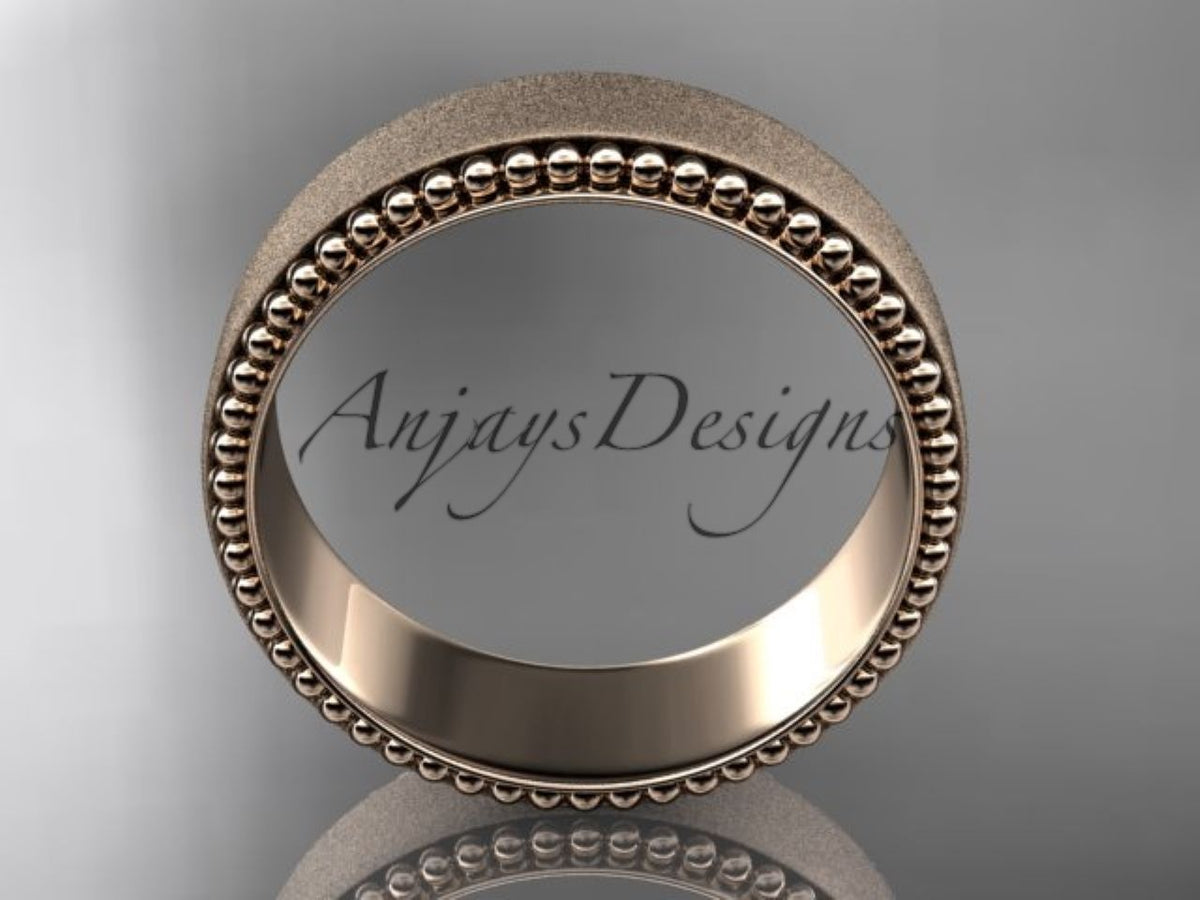 1. Classic matte white gold wedding ring with an 8 mm width