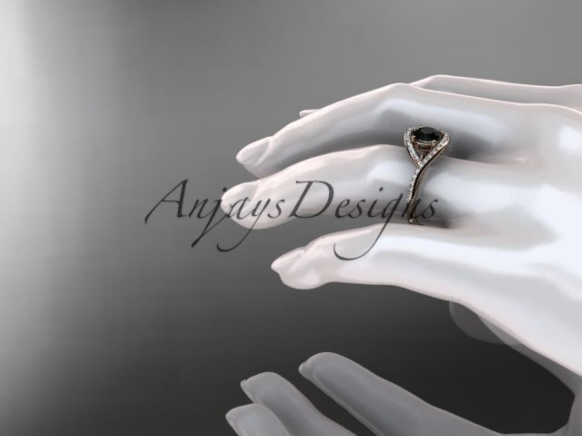 Lab-grown diamond accents along the sweeping rose gold band