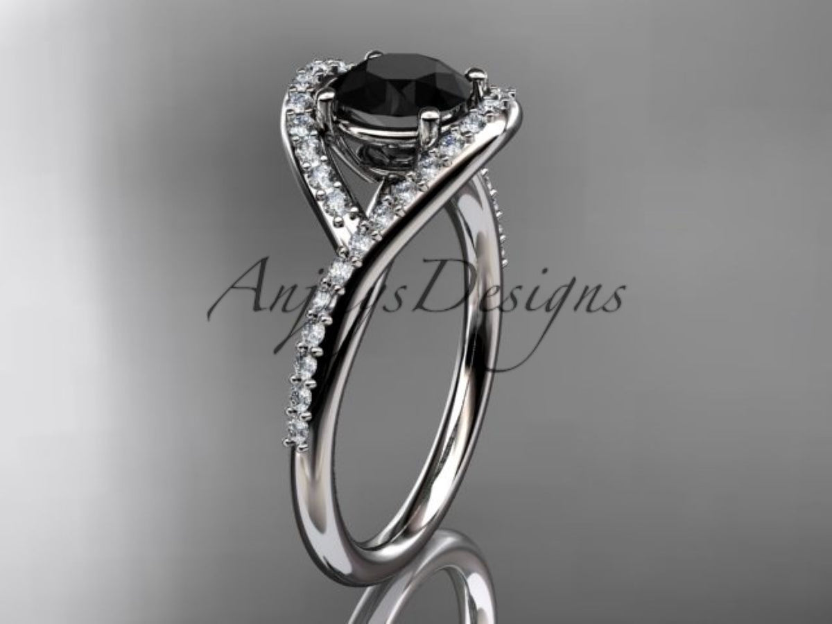 1-carat black diamond in a 14K rose gold engagement ring