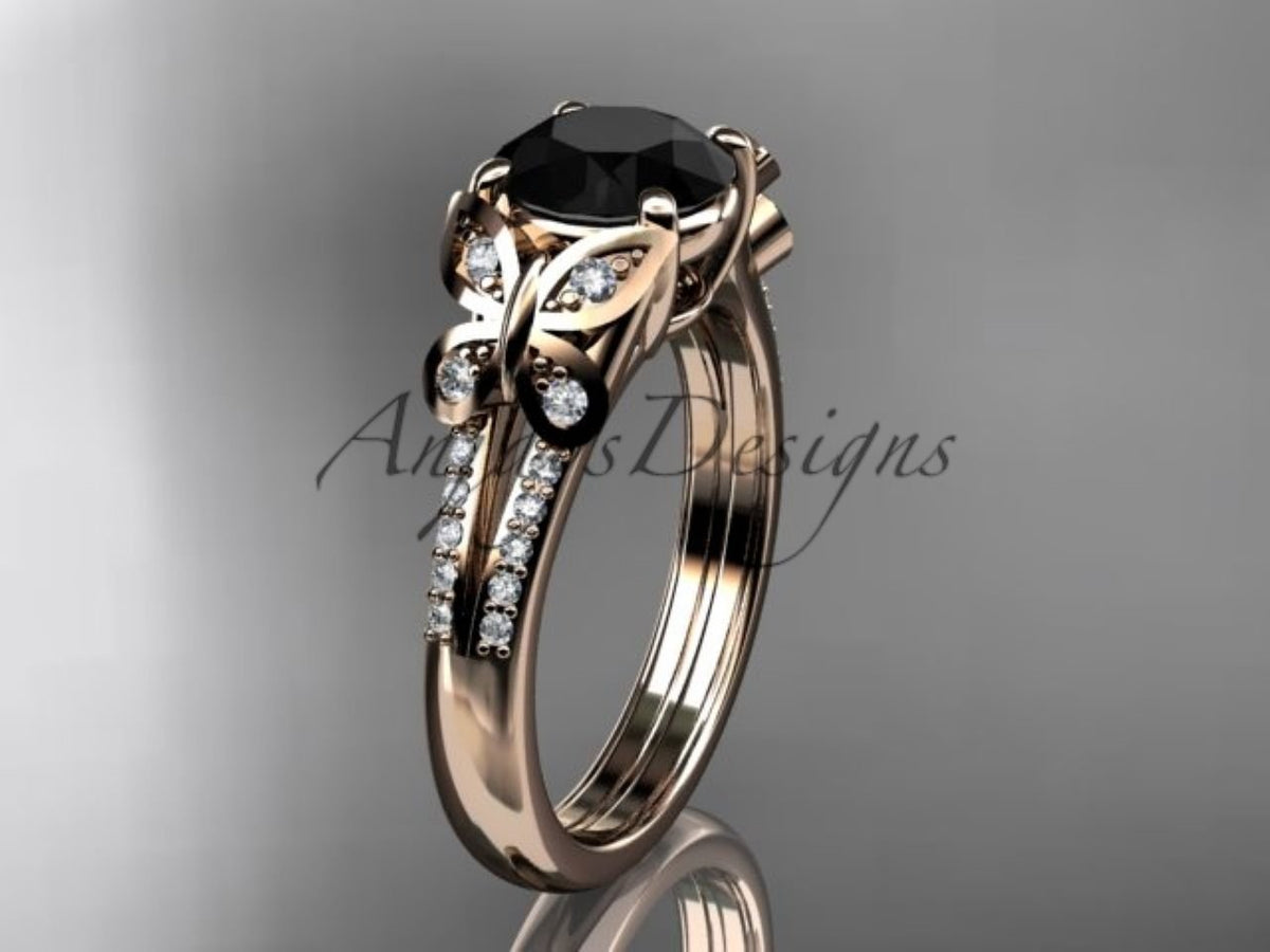Side profile of the enhanced black diamond butterfly ring