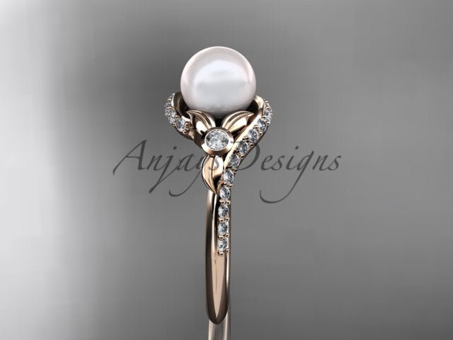 Open presentation gift box housing the white gold pearl engagement ring AP112   