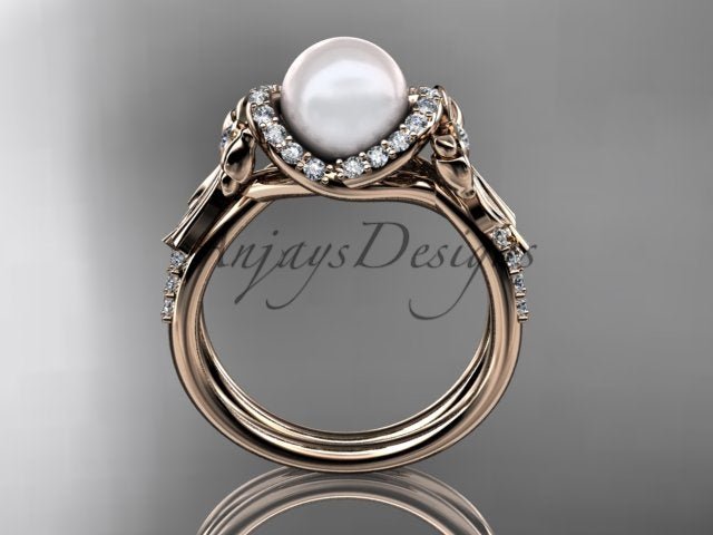 Three-quarter studio angle showing polished white gold luster and pearl radiance   