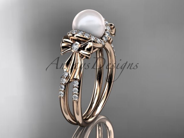 Side profile demonstrating the setting height and crown structure holding the pearl   