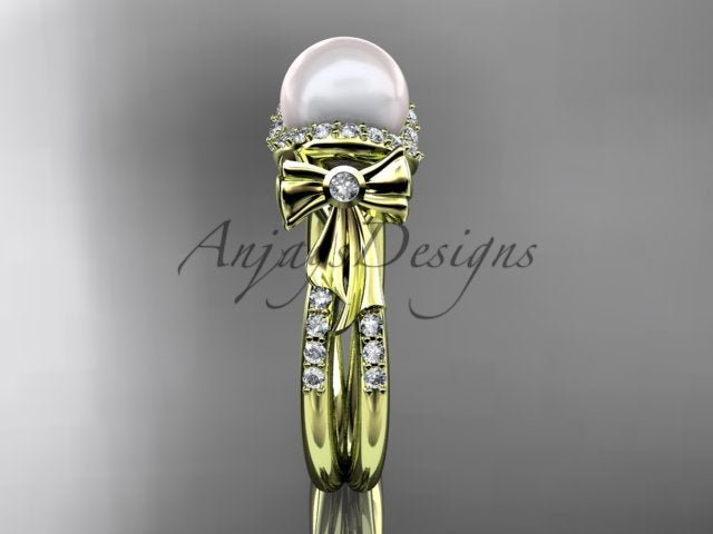 Macro detail highlighting 36 VS clarity D-E color lab grown accent diamonds set into the ribbon bow   