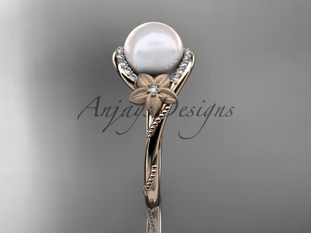Open presentation gift box housing the yellow gold floral pearl engagement ring AP166   