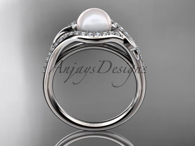 AP334 pearl leaf ring product detail in 14K rose gold