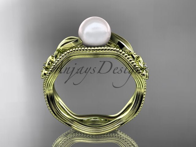 AP382 pearl engagement ring product detail in 14K rose gold