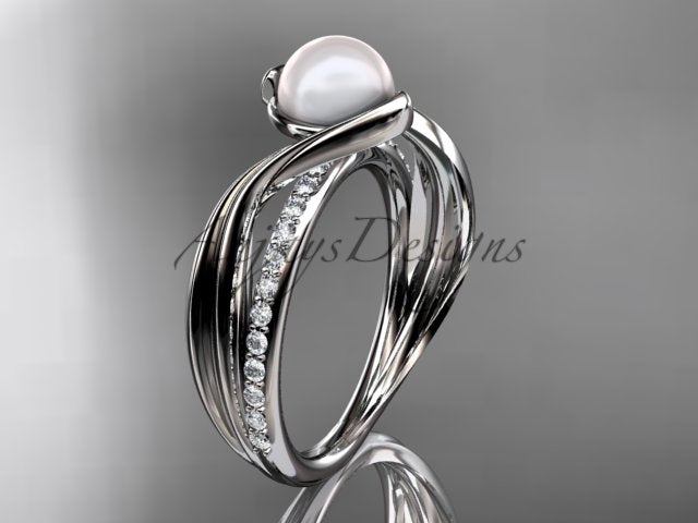 Angled view highlighting the organic twisting vine and ribbon motifs of the band   