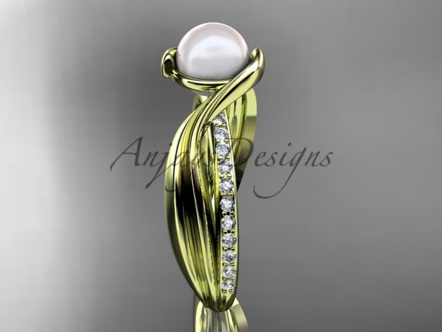 Smooth interior band construction and openwork basket beneath the pearl centerpiece   
