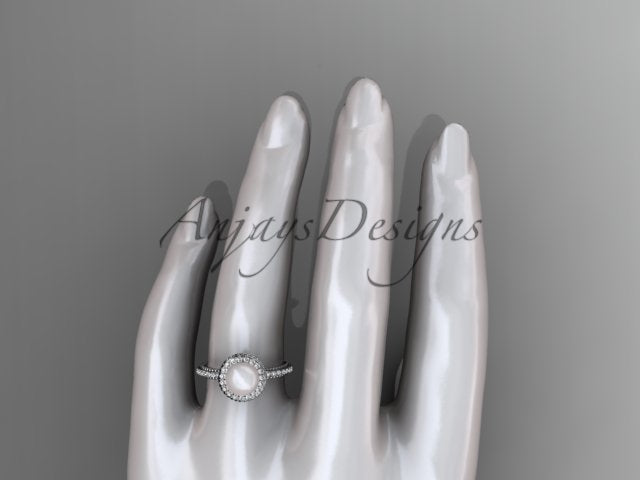 Macro detail showing 35 VS clarity D-E color lab grown accent diamonds along the shank   