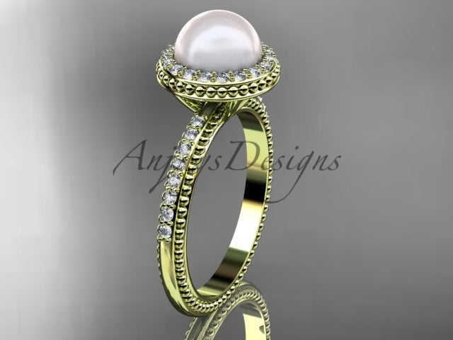 Three-quarter studio angle displaying high-polish white gold luster and smooth pearl radiance   