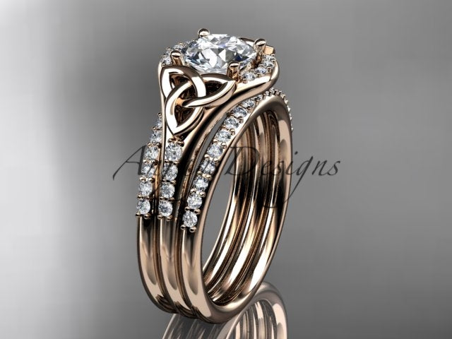 Celtic three ring bridal set close up
