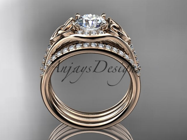 Celtic bridal set with 1 carat D VS1 lab grown diamond