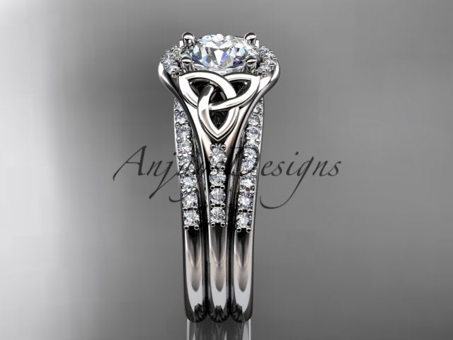 Celtic Trinity Knot engagement ring with two matching bands