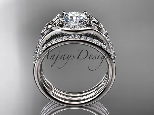 Three ring Celtic bridal set with round lab grown diamond