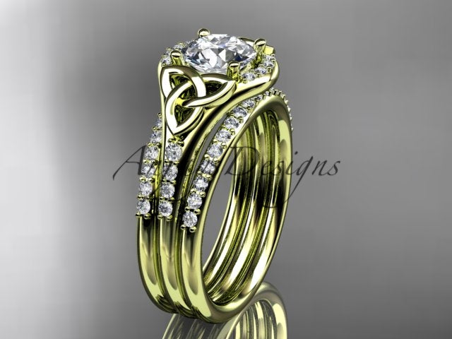 Celtic Trinity Knot ring with two matching wedding bands