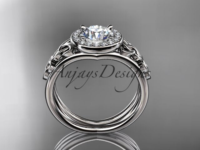 Celtic engagement ring diamond halo