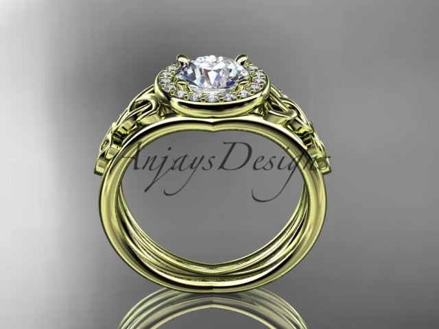 Celtic diamond ring set close up
