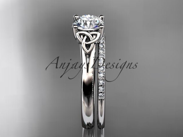 white 
gold diamond bridal set with intertwined Celtic detail