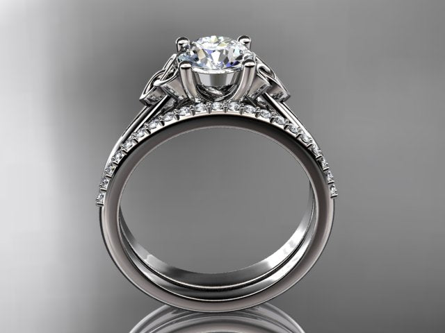 1. 14K white
gold Celtic ring with lab-grown diamond accents