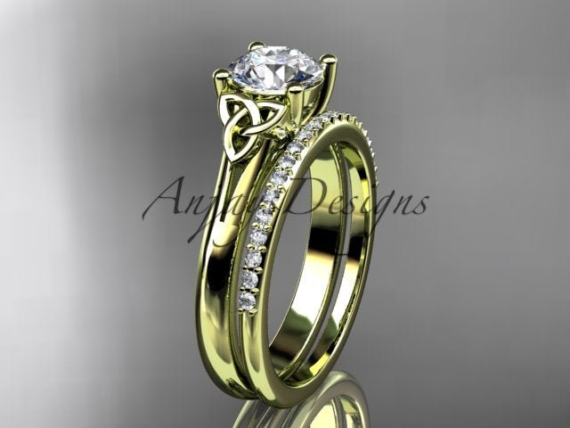 yellow
 gold bridal ring set with polished coordinating bands