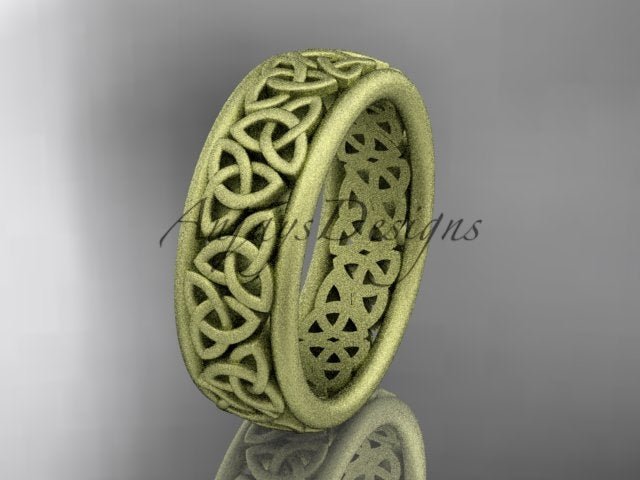 14K white gold Celtic trinity knot band CT7163G displayed as a unique bridal wedding ring