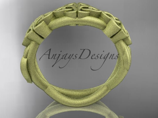 USA-made 14K rose gold Celtic trinity knot matte finish ring CT7204G by AnjaysDesigns