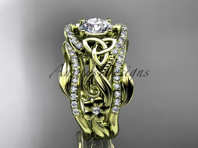 Celtic trinity knot bridal ring set with matching bands