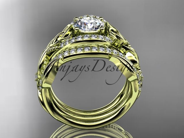 1. 14K yellow gold lab-grown diamond ring set with Celtic detailing