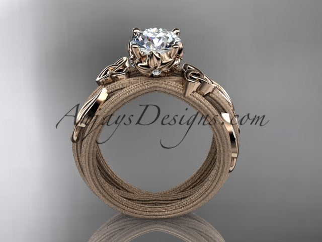 Celtic engagement ring showing detailed knotwork band