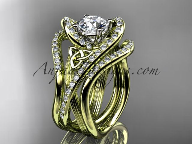 Celtic Trinity Knot ring with detailed diamond accents