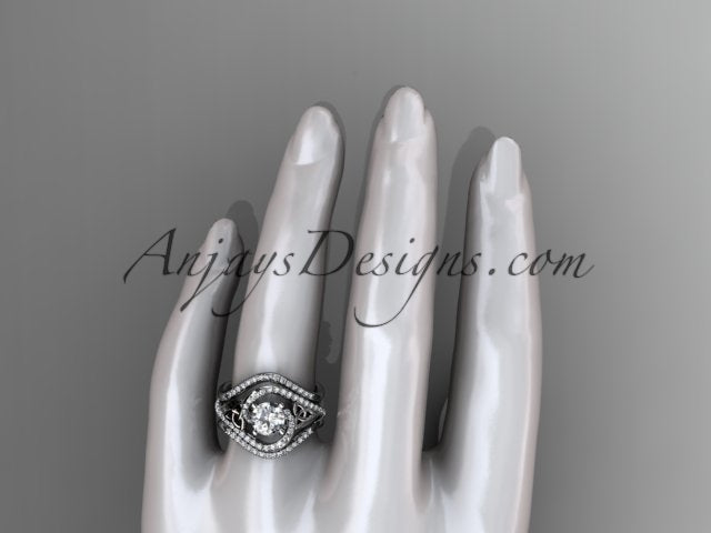 Celtic engagement ring set with two matching wedding bands