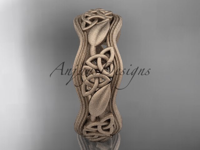 Interior band construction and smooth fit finish of 14K yellow gold Celtic trinity ring CT7504G   