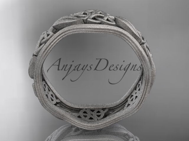 14K yellow gold Celtic trinity knot matte finish band CT7504G displayed as a unique bridal wedding ring   