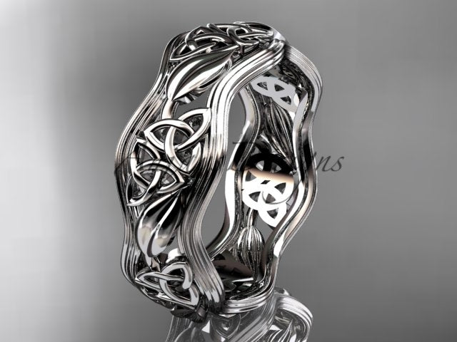 14K yellow gold Celtic trinity knot band CT7504G displayed as a unique bridal wedding ring