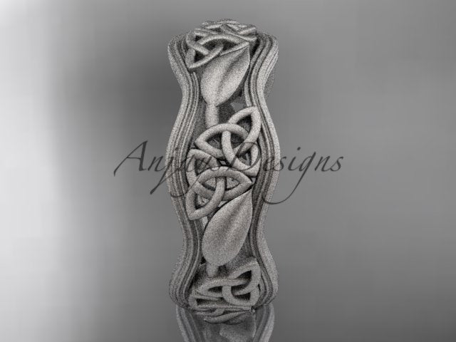 AnjaysDesigns presentation jewelry box with 14K yellow gold Celtic trinity knot matte finish ring CT7504G   