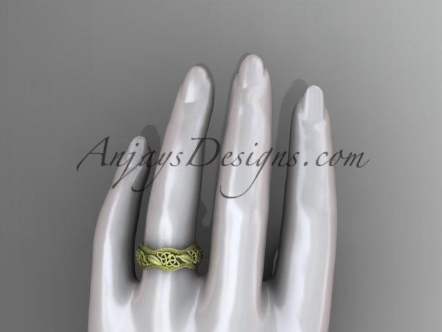 14kt yellow gold celtic trinity knot wedding band, matte finish wedding band, engagement ring CT7504G - AnjaysDesigns