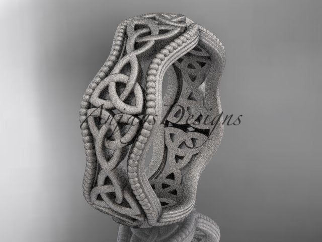 Studio lighting showcasing warm 14K rose gold tone and matte finish texture on Celtic leaf ring CT7190G   