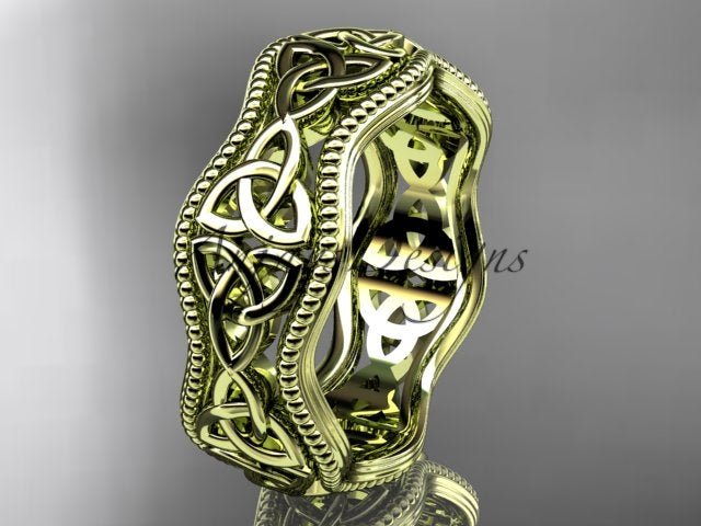 14K White Gold Celtic Trinity Knot Engagement Ring Wedding Band