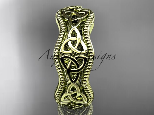 AnjaysDesigns luxury presentation box with 14K yellow gold Celtic trinity knot ring CT750B   