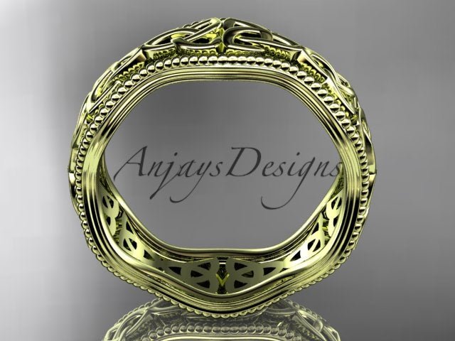 USA-crafted 14K yellow gold Celtic trinity knot engagement ring CT750B by AnjaysDesigns   