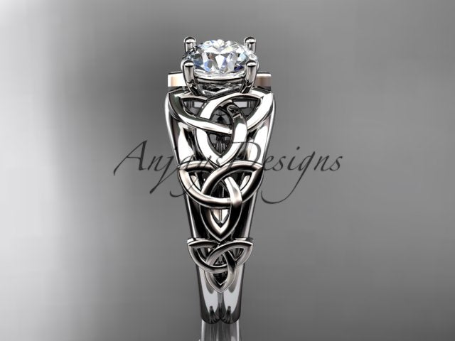 Celtic knot engagement ring side view