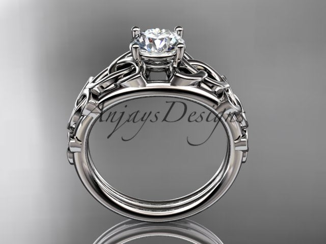 Celtic diamond solitaire ring detail