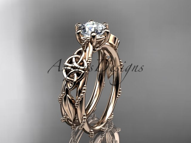 1 carat round diamond Celtic ring side view