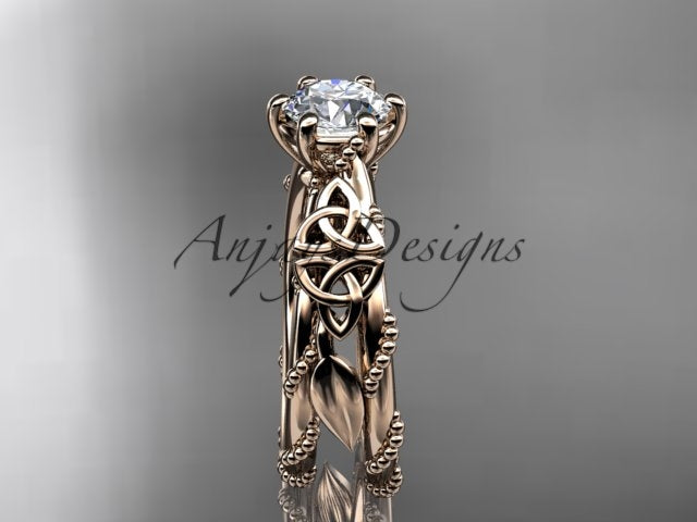 Celtic engagement ring gold setting detail