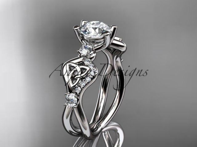 Celtic knot lab grown diamond engagement ring
