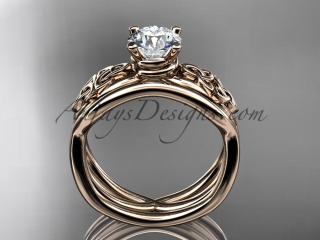Celtic engagement ring with round D VS1 lab grown diamond